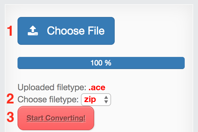 How to convert ACE files online to ZIP